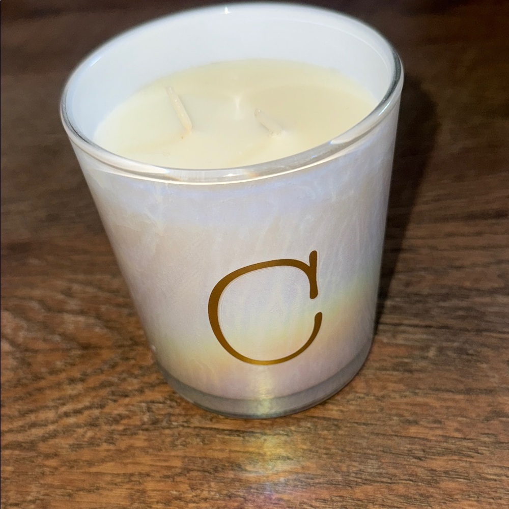 White and Gold Candle with Initial C